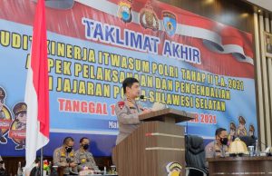 Kapolda Sulsel Tutup Wasrik Itwasum Polri Tahap II TA. 2021 Dilingkup Polda Sulsel