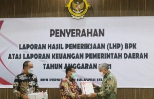 Bupati Pinrang Terima WTP Yang ke 10 Kali Dari BPK Perwakilan Sulsel