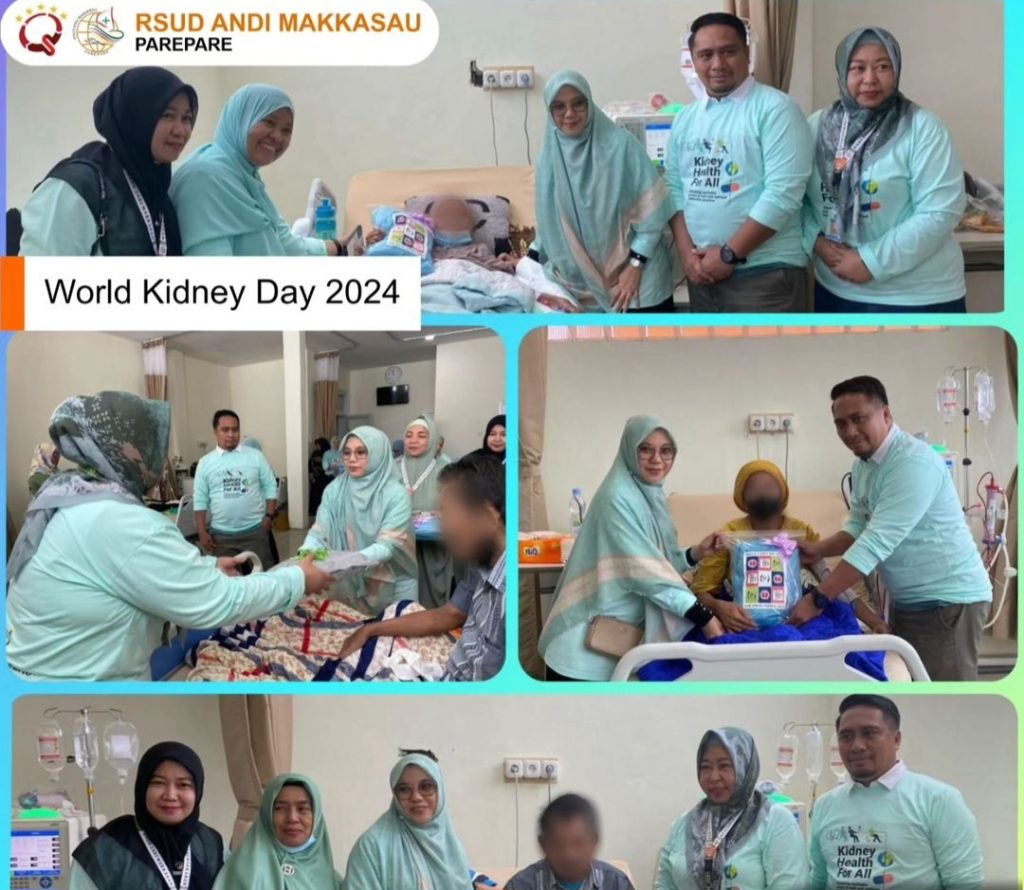 Management, staf dan zperawat Menyemangati pasien HD sebagai wujud peringati World kidney Day 2024.