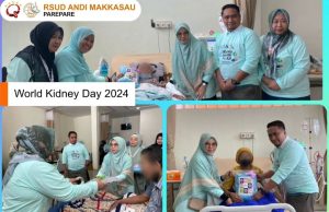 RSUD Andi Makkasau PeringatiWorld kidney Day 2024, Dengan Menyemangati Pasien HD Management, staf dan zperawat Menyemangati pasien HD sebagai wujud peringati World kidney Day 2024.